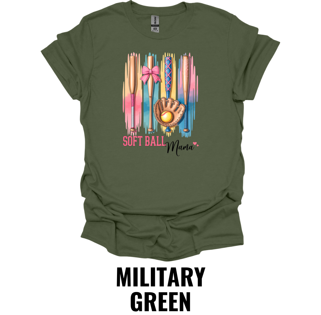 Soft Ball Mama T-Shirt – Watercolor Softball Graphic Tee