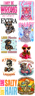 Funny Attitude Gang Sheet – Animals, Skeletons & Sassy Sayings