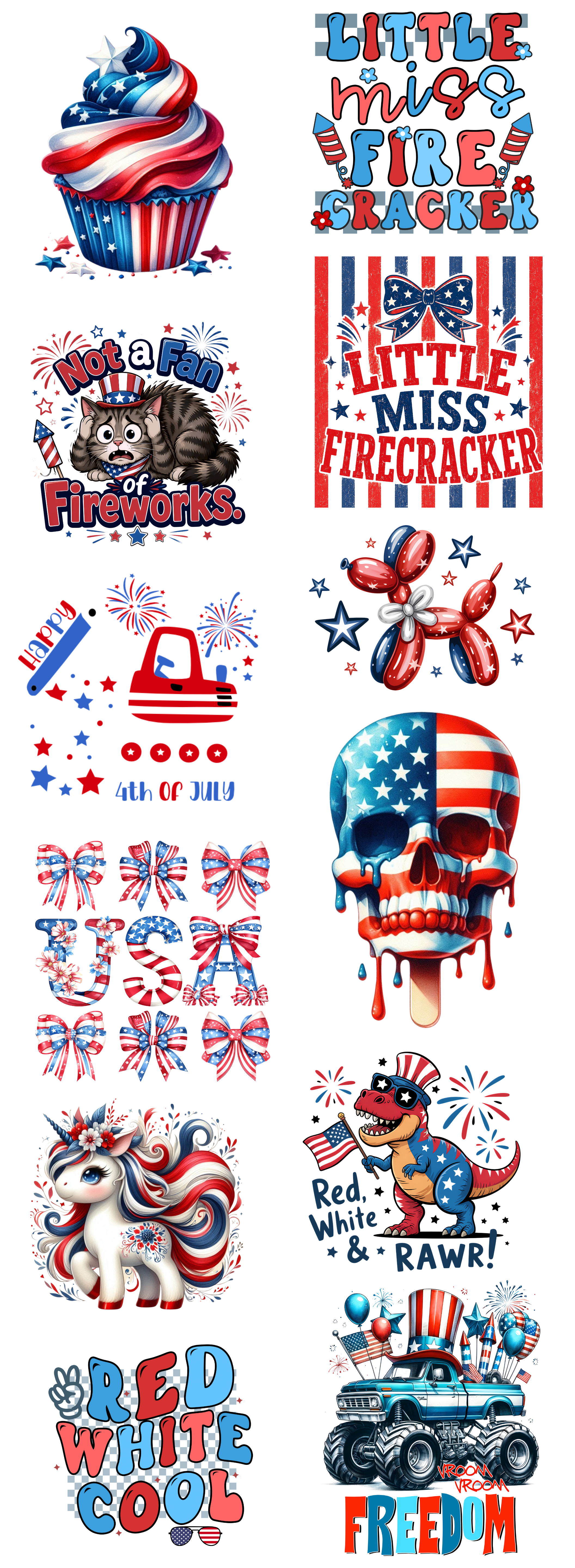 Patriotic Kids Gang Sheet – Little Firecracker & Red White Blue Designs