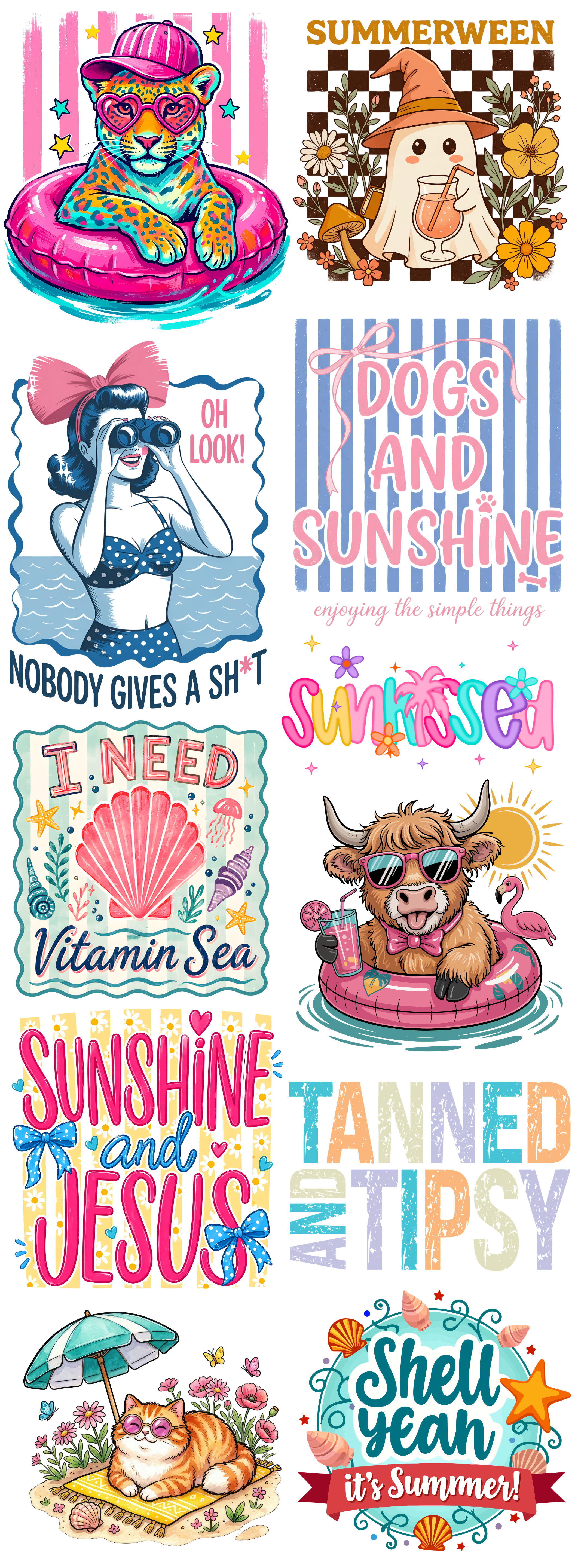 Summer Vibes Gang Sheet – Beach, Sunshine & Summerween Designs