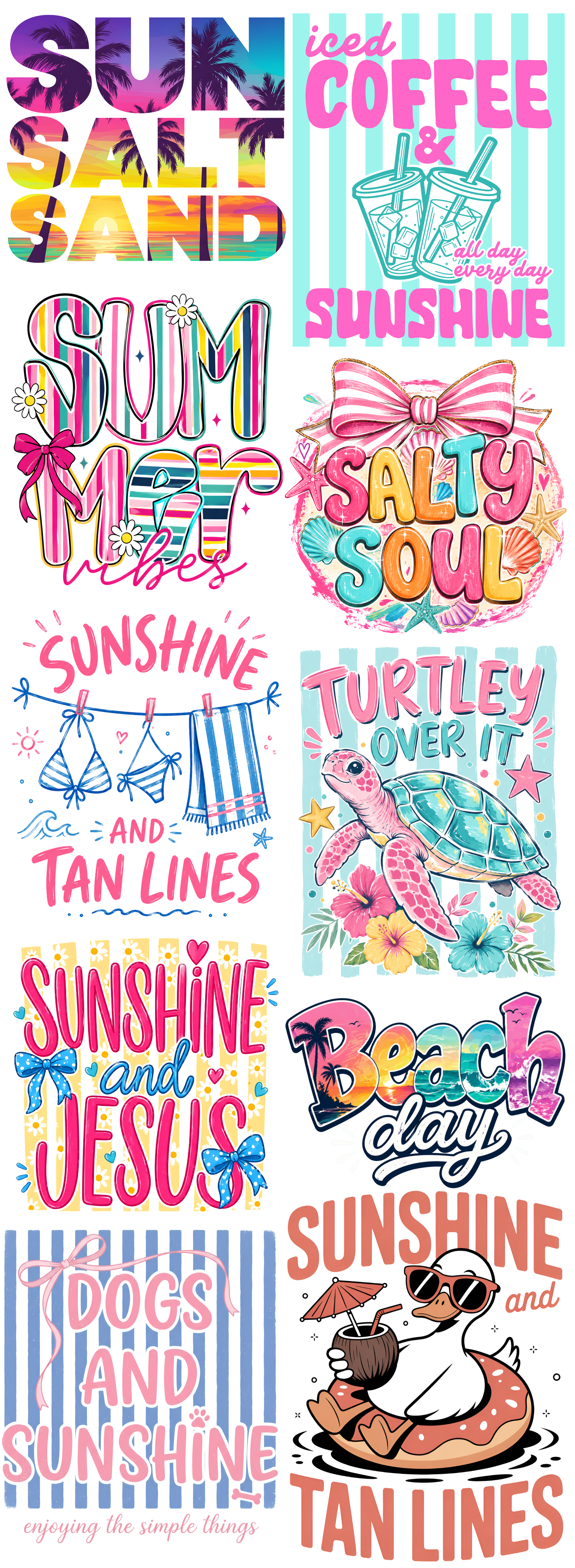 Summer Beach Gang Sheet – Sunshine, Salty Soul & Turtle Designs