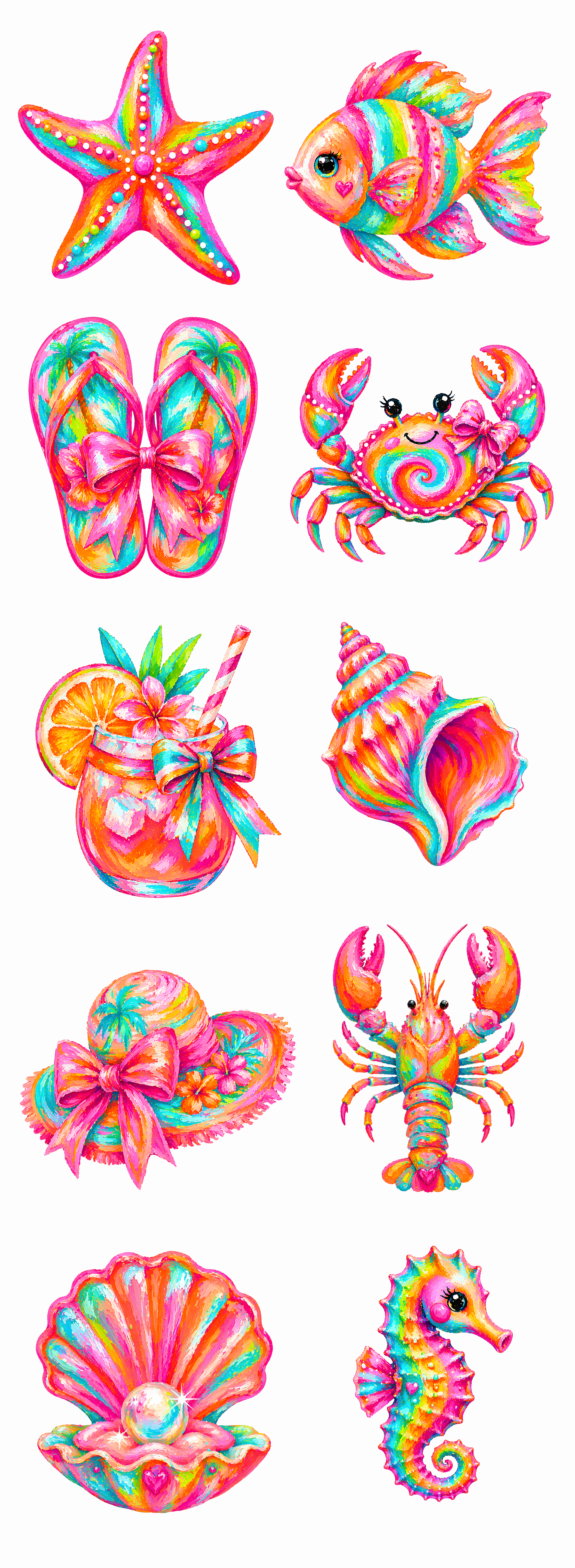 Tropical Beach Gang Sheet – Bright Sea Life & Summer Designs