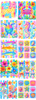 Tropical Summer Gang Sheet – Sunny Days, Sea Life & Beach Designs