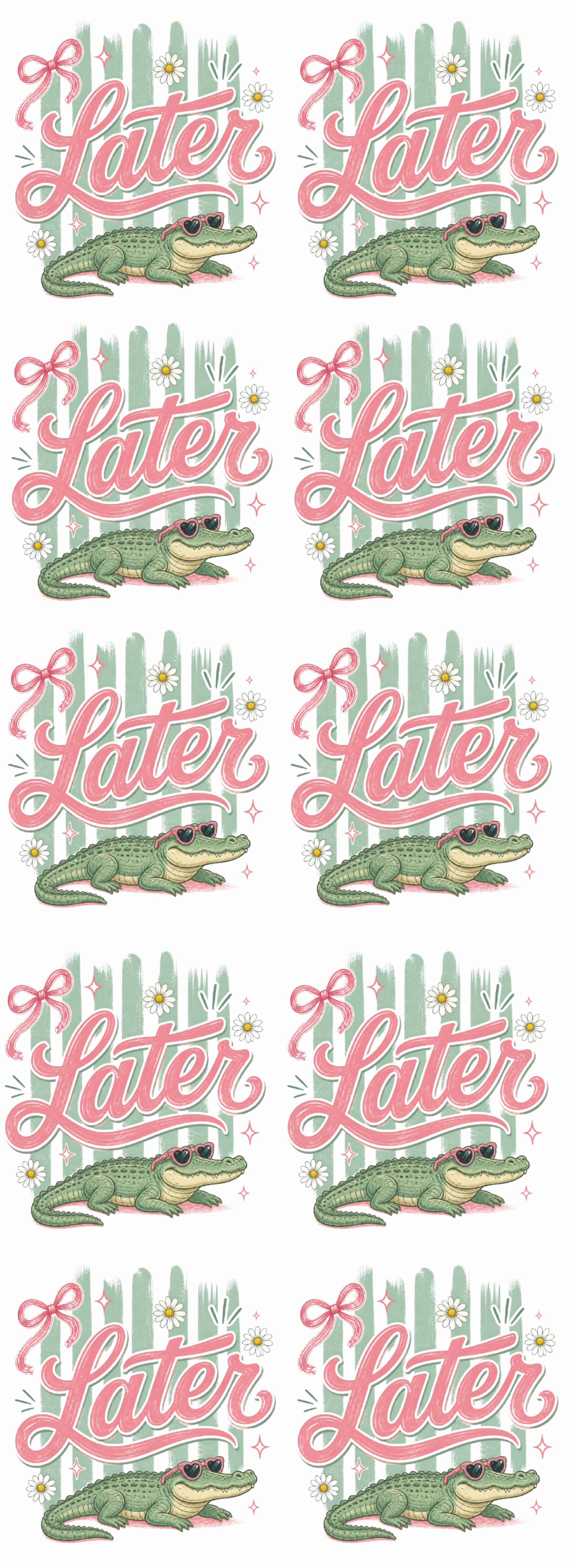 Later Alligator Gang Sheet – Cute Retro Gator Daisy Design