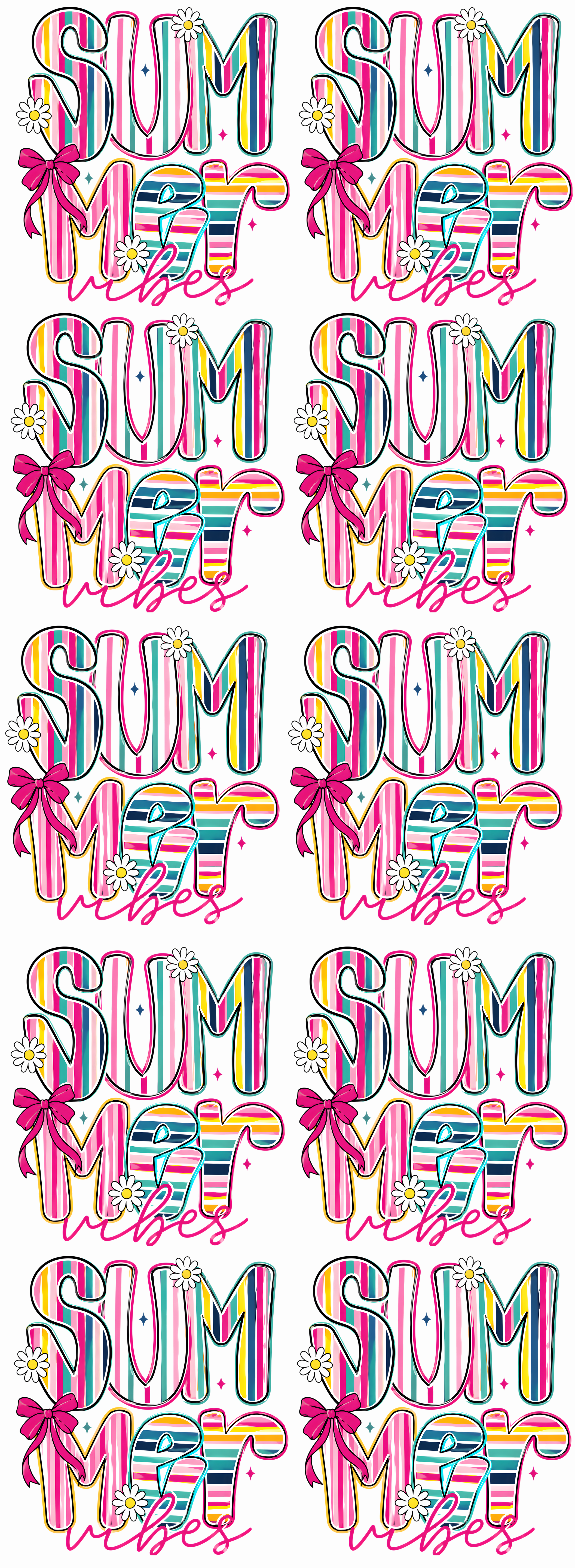 Summer Vibes Gang Sheet – Bright Retro Daisy Bow Design