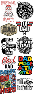 Father’s Day Dad Gang Sheet – Funny Dad, Hero & Biker Designs