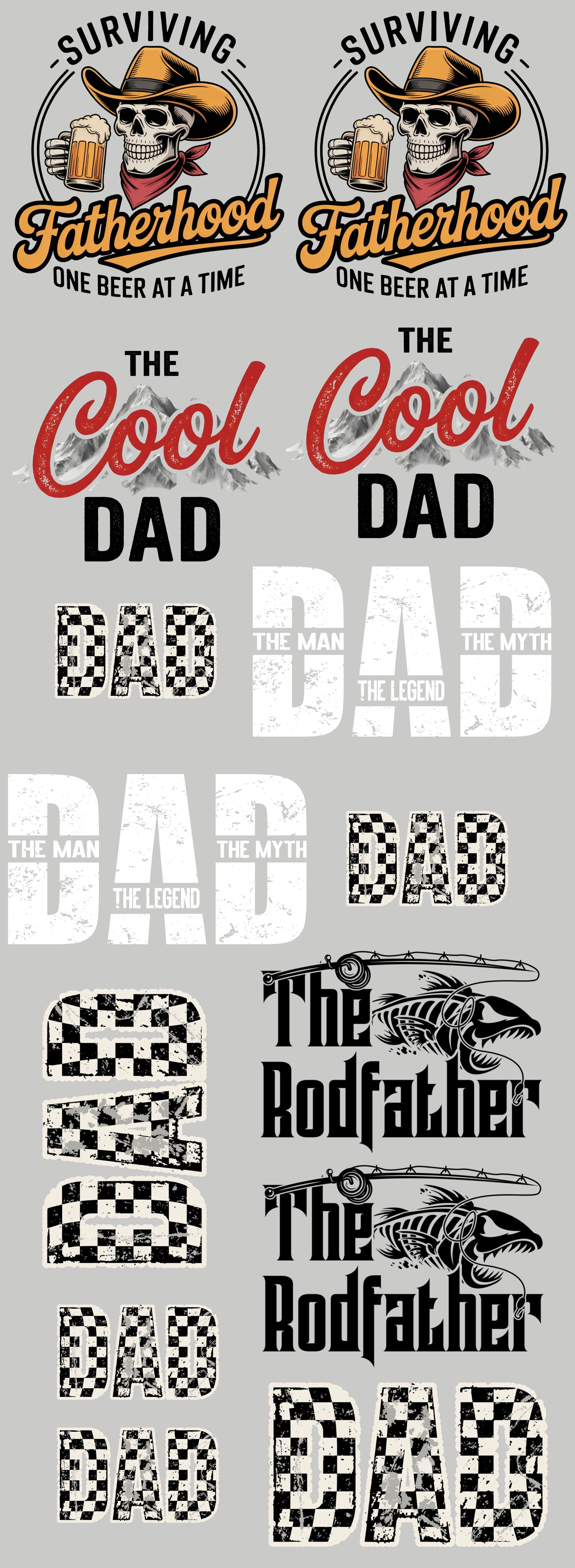 Designs That Move: Father’s Day Gang Sheet 1 | 22x60 Premade Father’s Day DTF Transfer Sheet