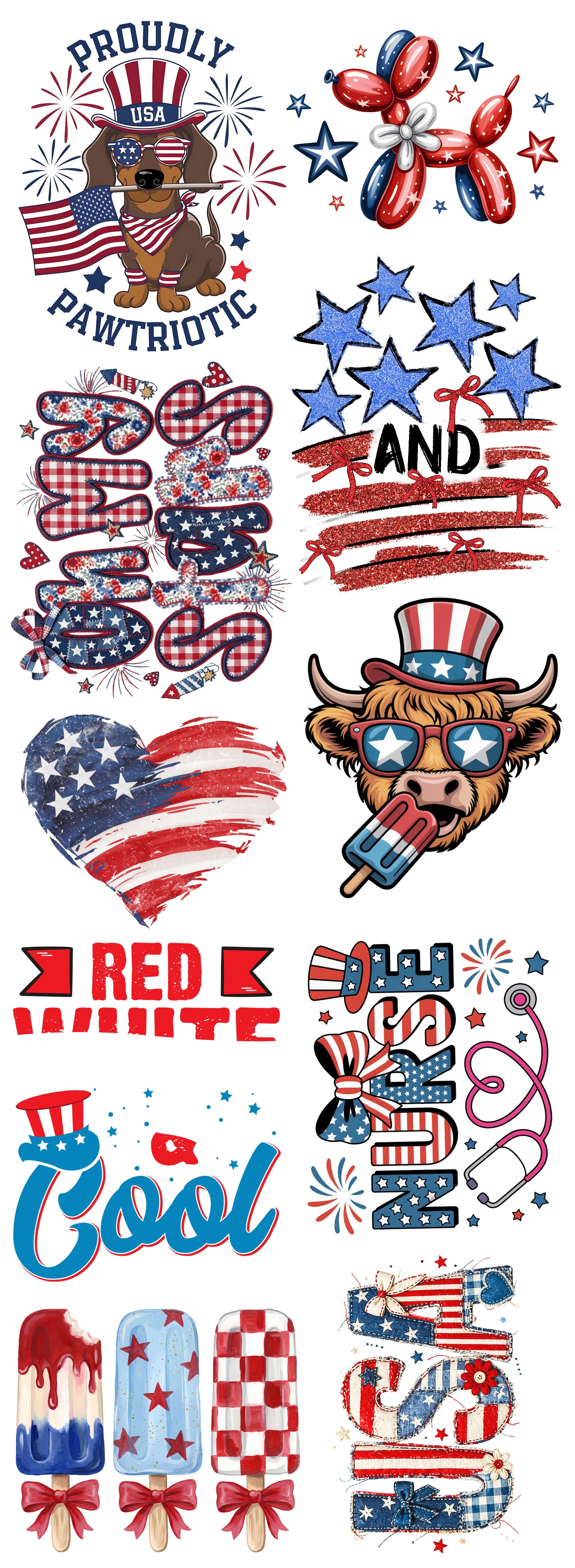 Designs That Move: Patriotic Edition Gang Sheet 2 | 22x60 Premade Patriotic DTF Transfer Sheet