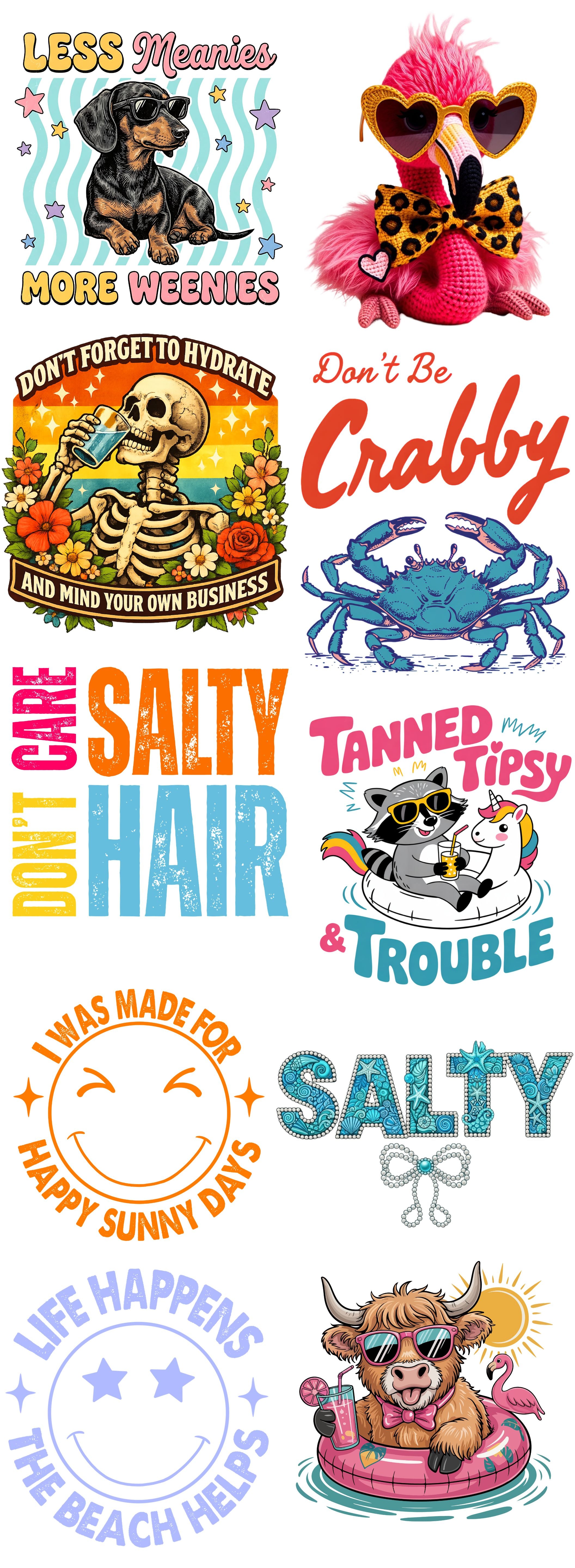 Summer Fun Salty designs  | 22x60 premade DTF sheet