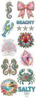 Summer Beach Rhinestone designs  | 22x60 premade DTF sheet