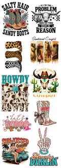 Western Cowgirl Gang Sheet – Sun-Kissed Rodeo, Boots & Desert Vibes | 22x60 premade DTF sheet