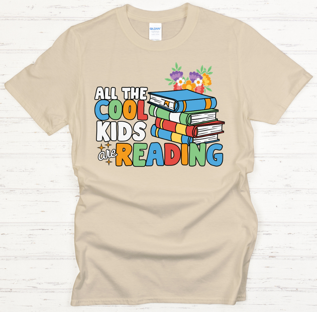 All The Cool Kids Are Reading Graphic Shirt on Gildan Softstyle Tee