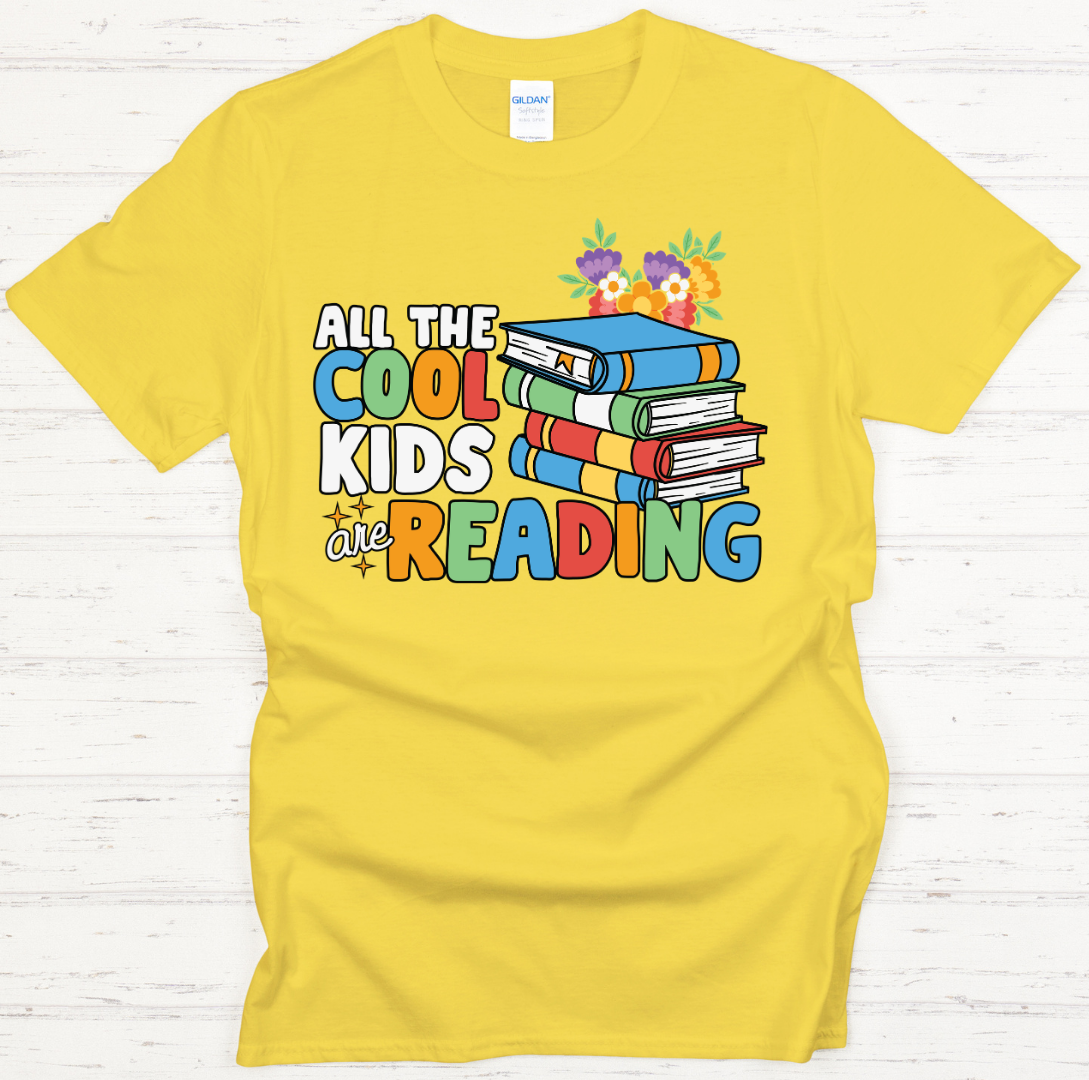 All The Cool Kids Are Reading Graphic Shirt on Gildan Softstyle Tee
