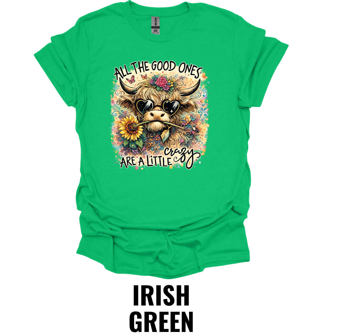 All The Good Ones Are A Little Crazy Highland Cow Sunflower T-Shirt