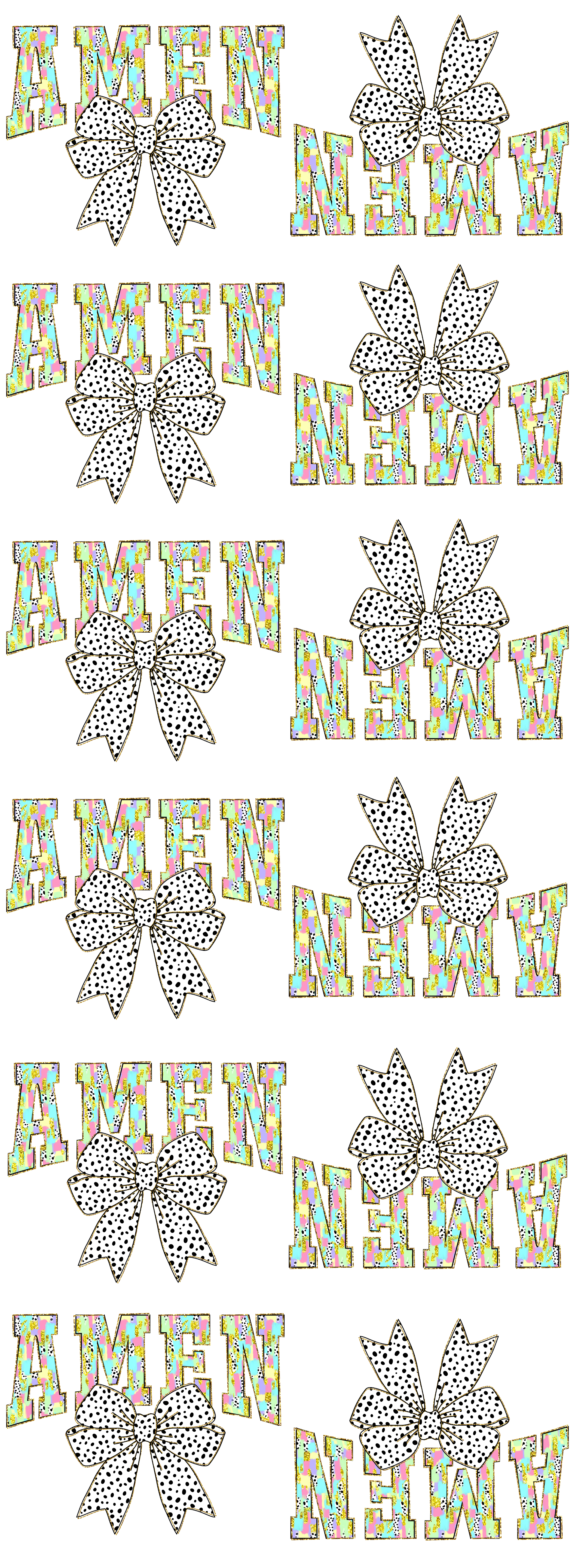 Amen Bow DTF Gang Sheet | Christian Faith Repeat Print Bundle