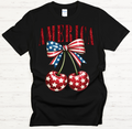 America Patriotic Cherry Graphic Shirt on Gildan Softstyle Tee
