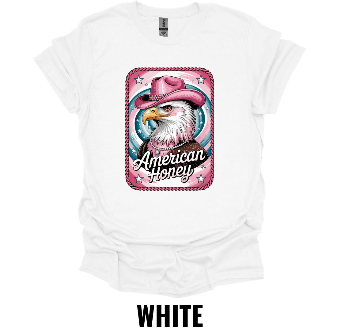 American Honey T-Shirt – Patriotic Western Eagle Graphic Tee