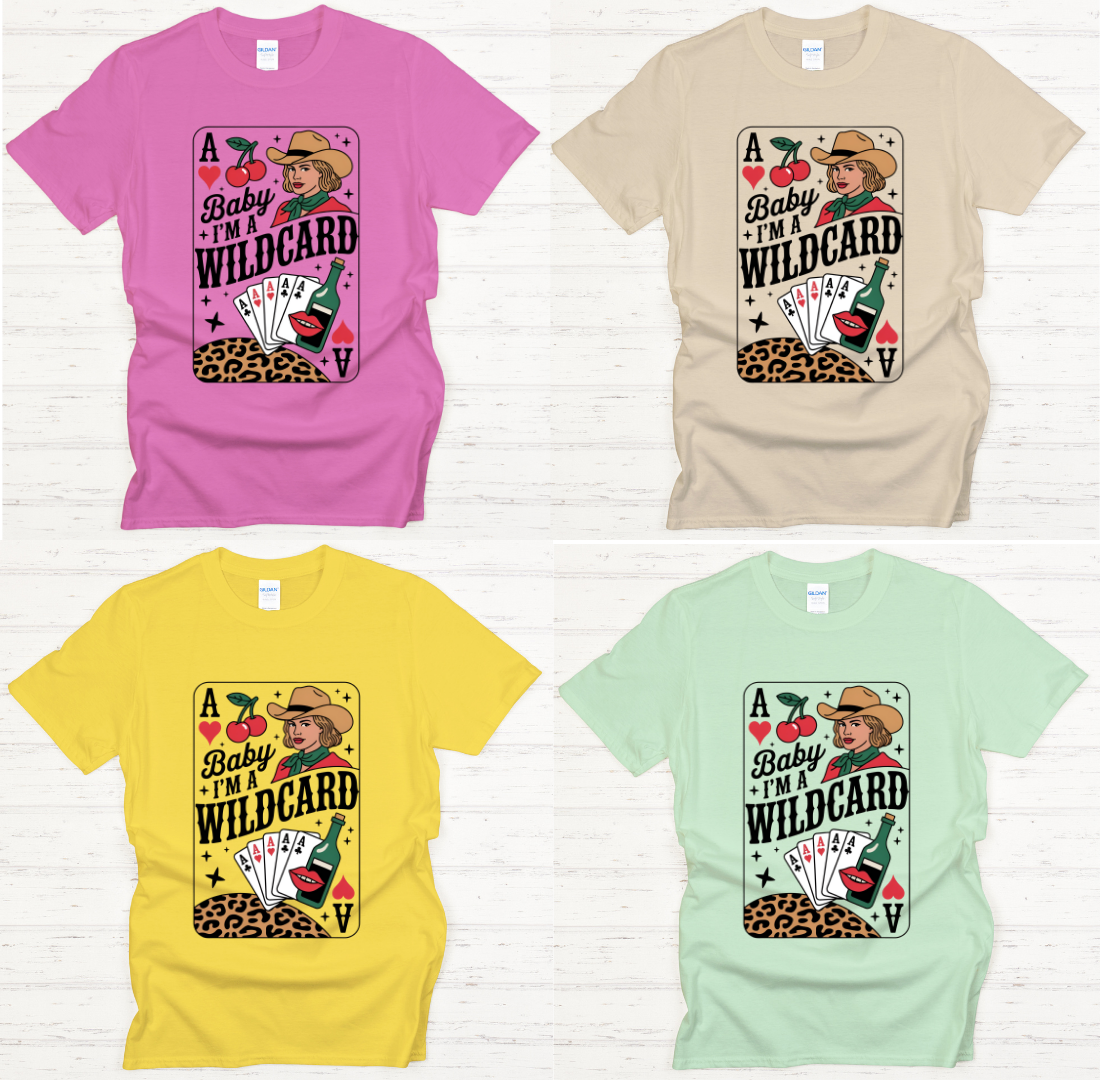 Baby I’m a Wildcard Cowgirl Playing Card Shirt – Retro Western Casino Tee