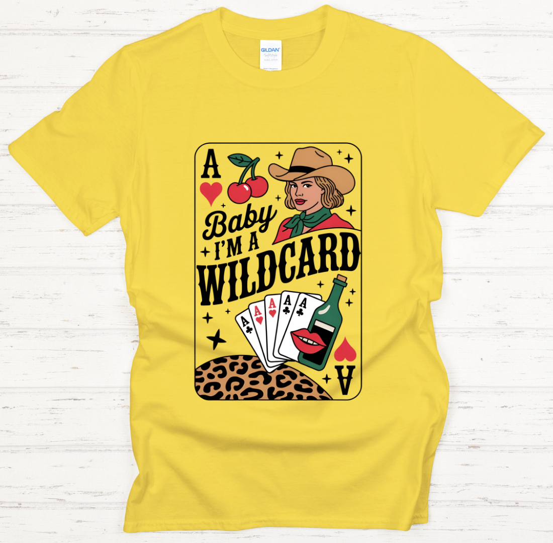 Baby I’m a Wildcard Cowgirl Playing Card Shirt – Retro Western Casino Tee
