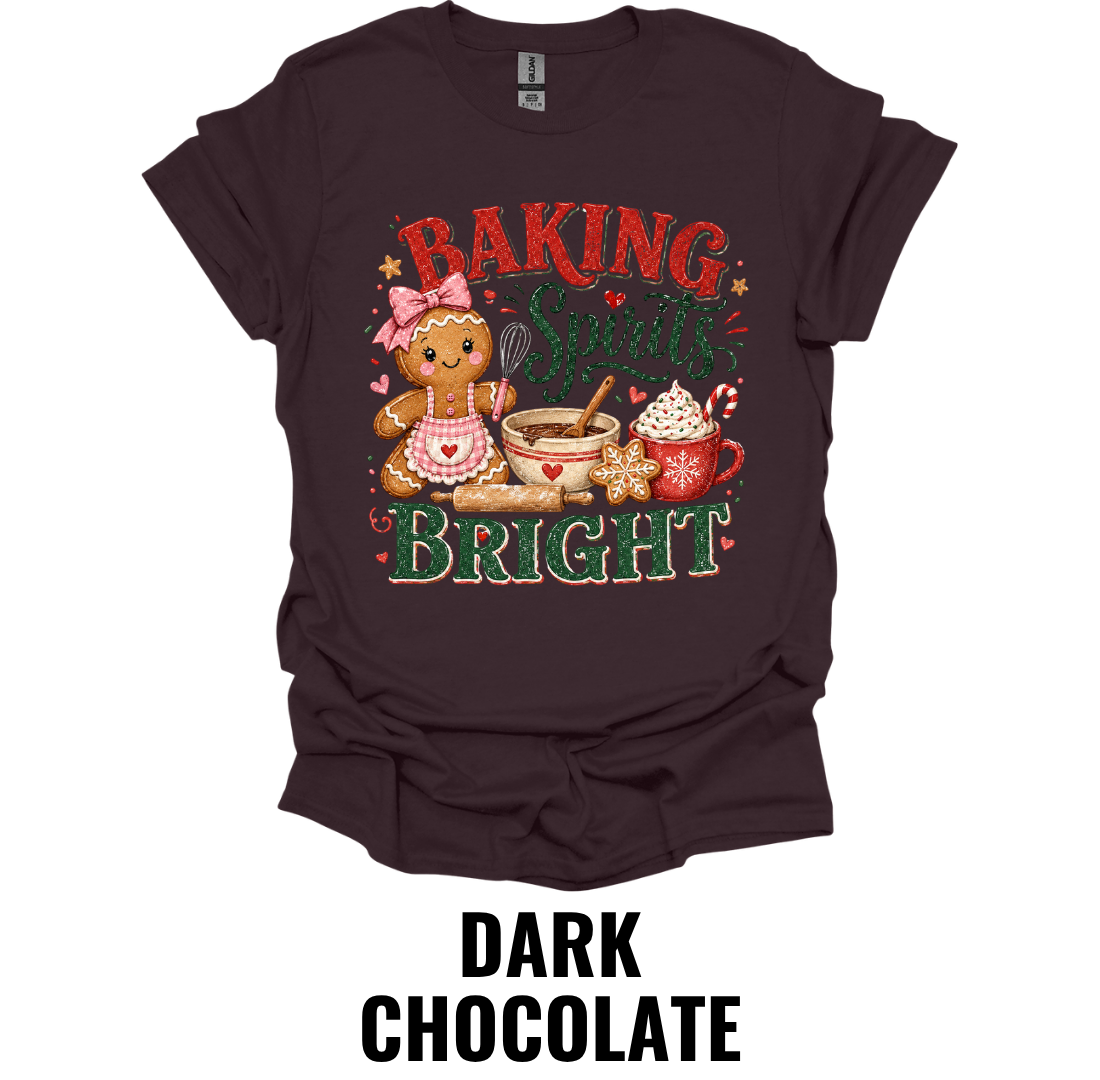 Baking Spirits Bright T-Shirt – Funny Christmas Baking Shirt for Holiday Bakers
