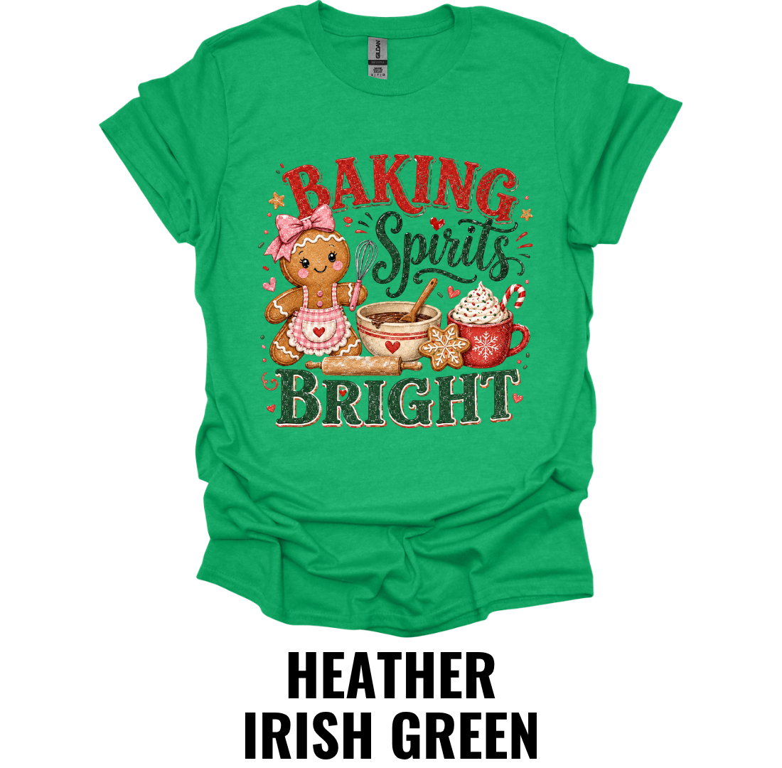 Baking Spirits Bright T-Shirt – Funny Christmas Baking Shirt for Holiday Bakers