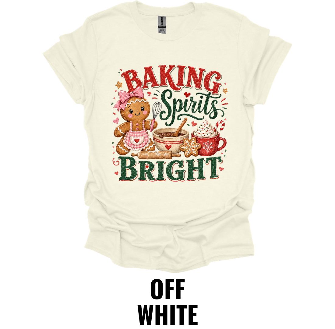 Baking Spirits Bright T-Shirt – Funny Christmas Baking Shirt for Holiday Bakers