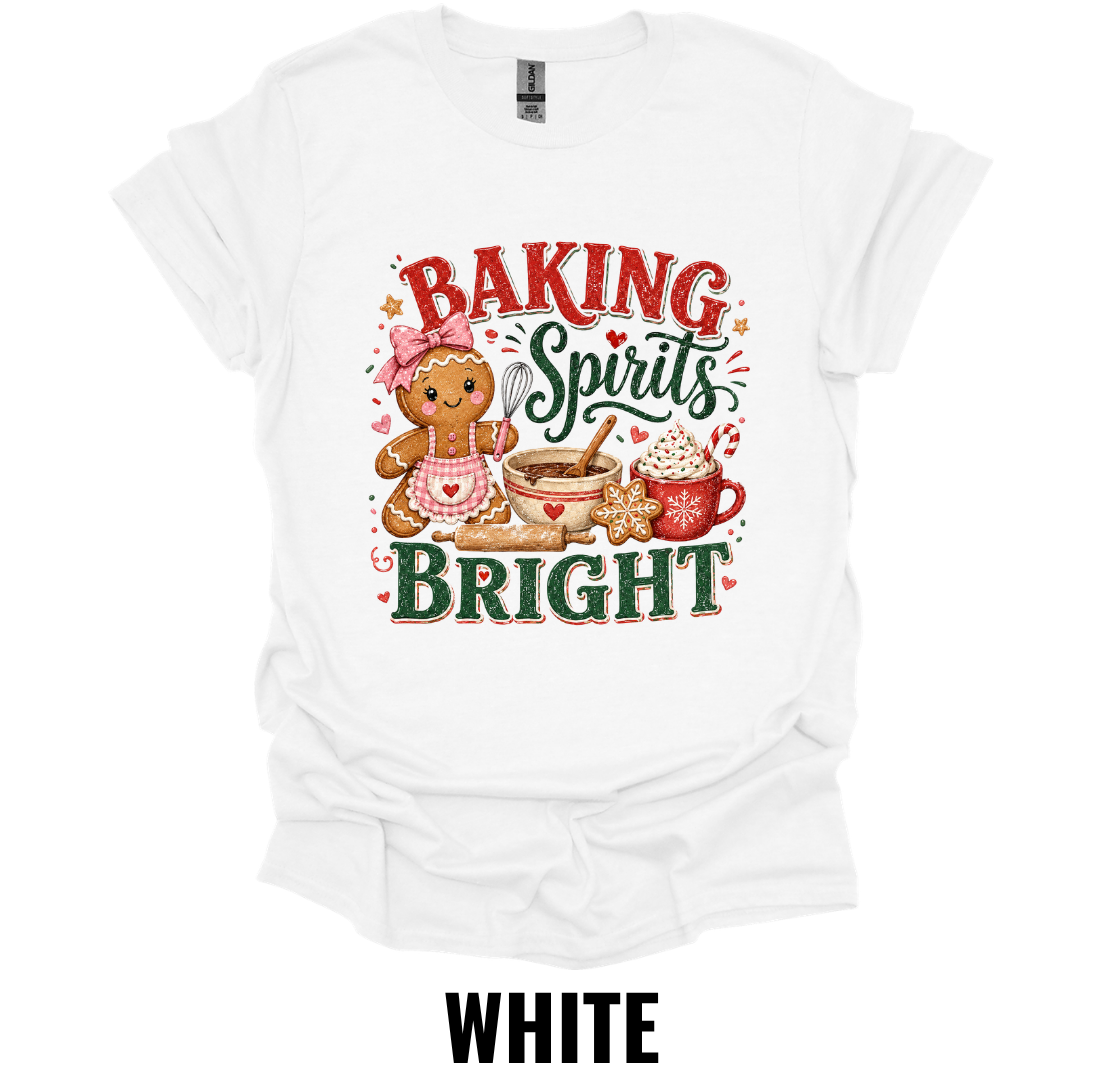 Baking Spirits Bright T-Shirt – Funny Christmas Baking Shirt for Holiday Bakers