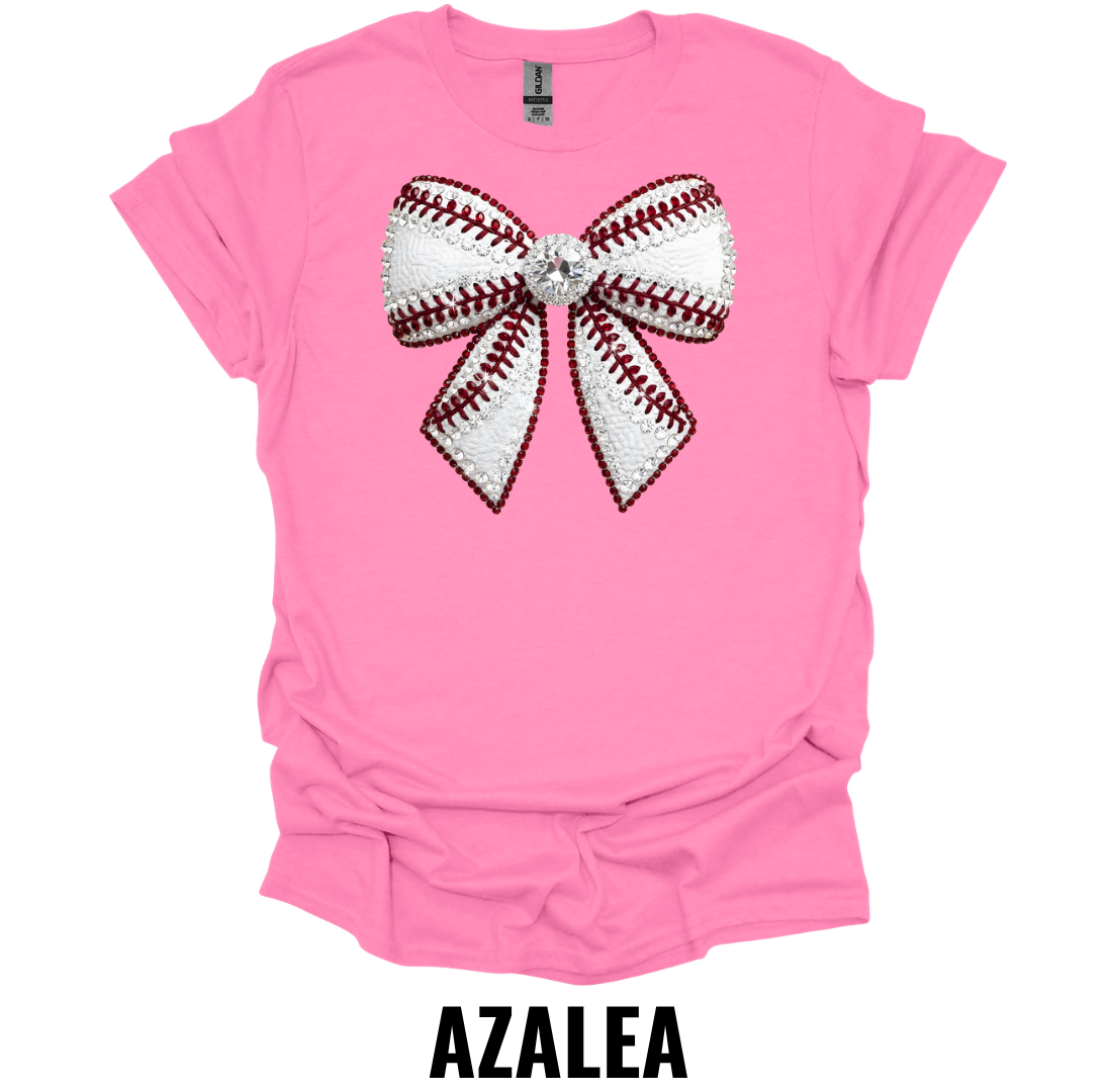 Baseball Bow Shirt – Rhinestone Style Softball & Baseball Graphic Tee