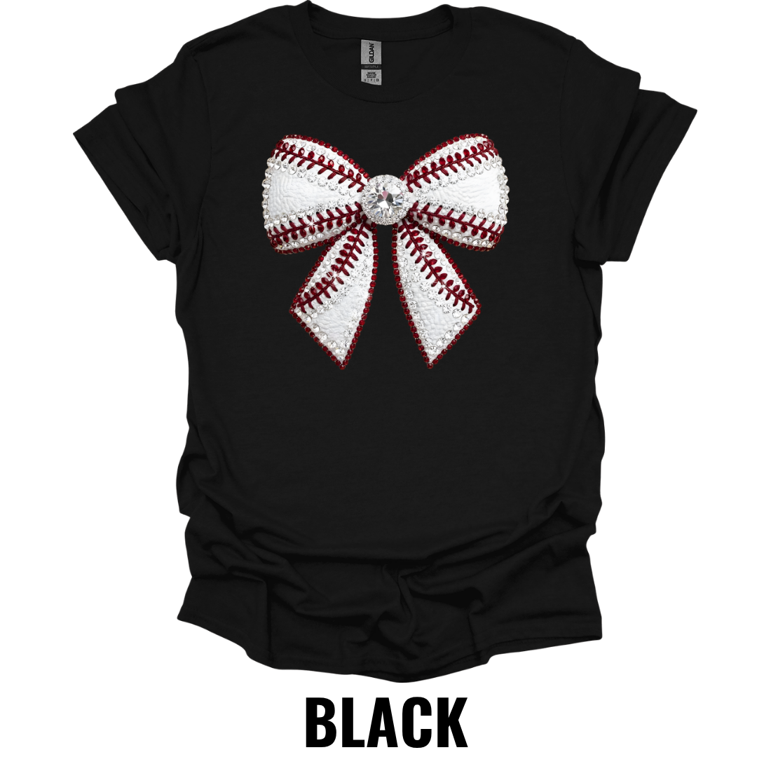 Baseball Bow Shirt – Rhinestone Style Softball & Baseball Graphic Tee