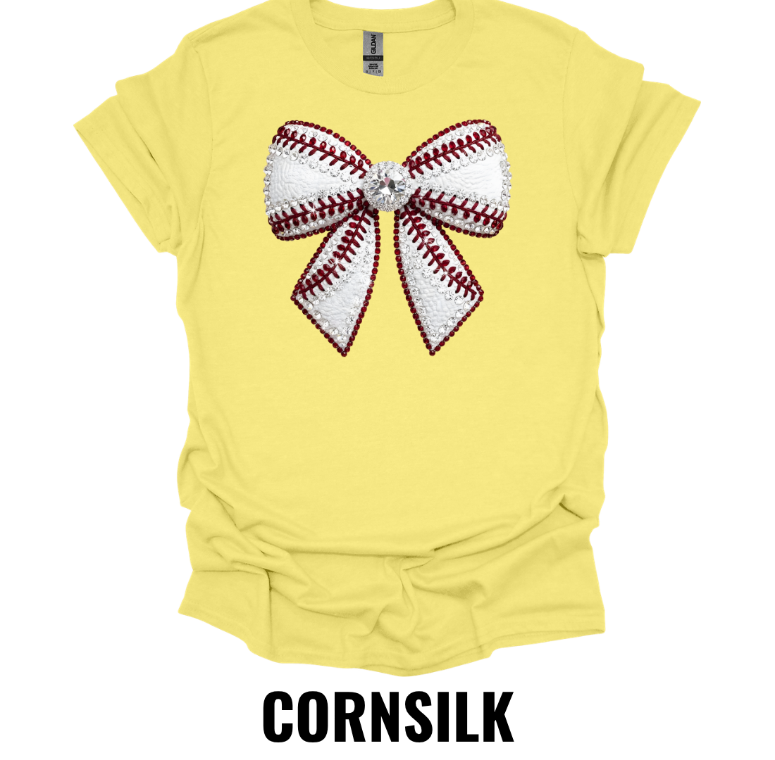 Baseball Bow Shirt – Rhinestone Style Softball & Baseball Graphic Tee