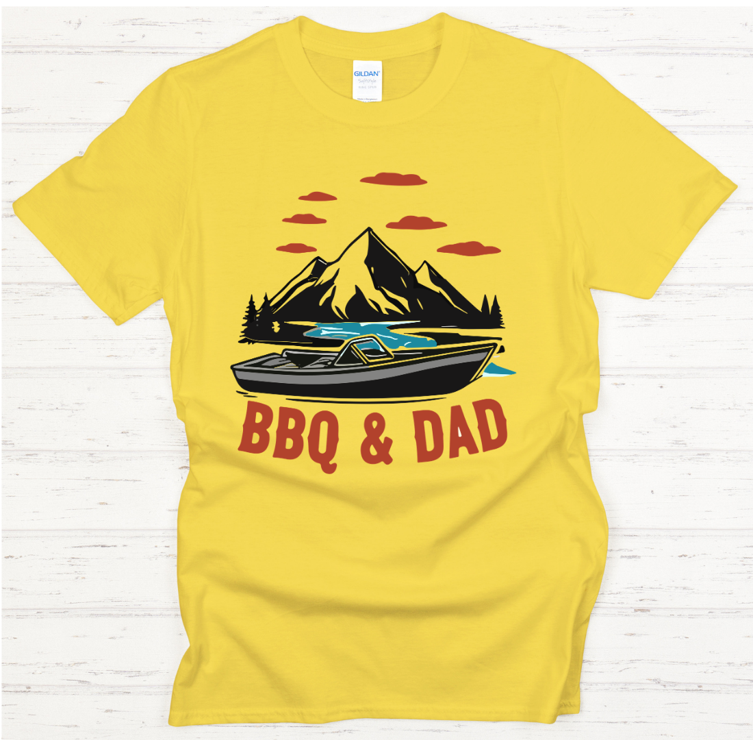 BBQ & Dad Boat Shirt – Funny Lake Life Father’s Day Tee