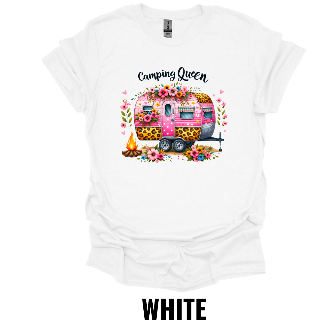 Camping Queen T-Shirt – Floral Retro Camper Tee
