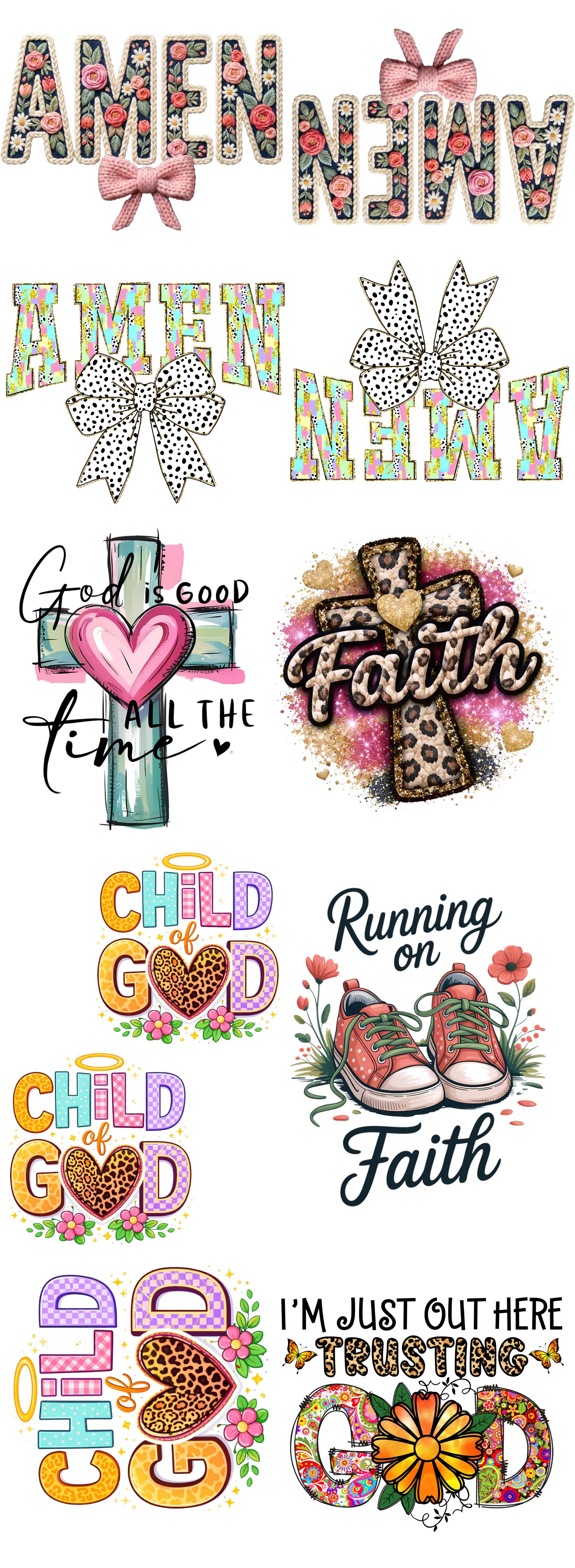 Christian Faith & Child of God DTF Gang Sheet | Amen & Faith Designs