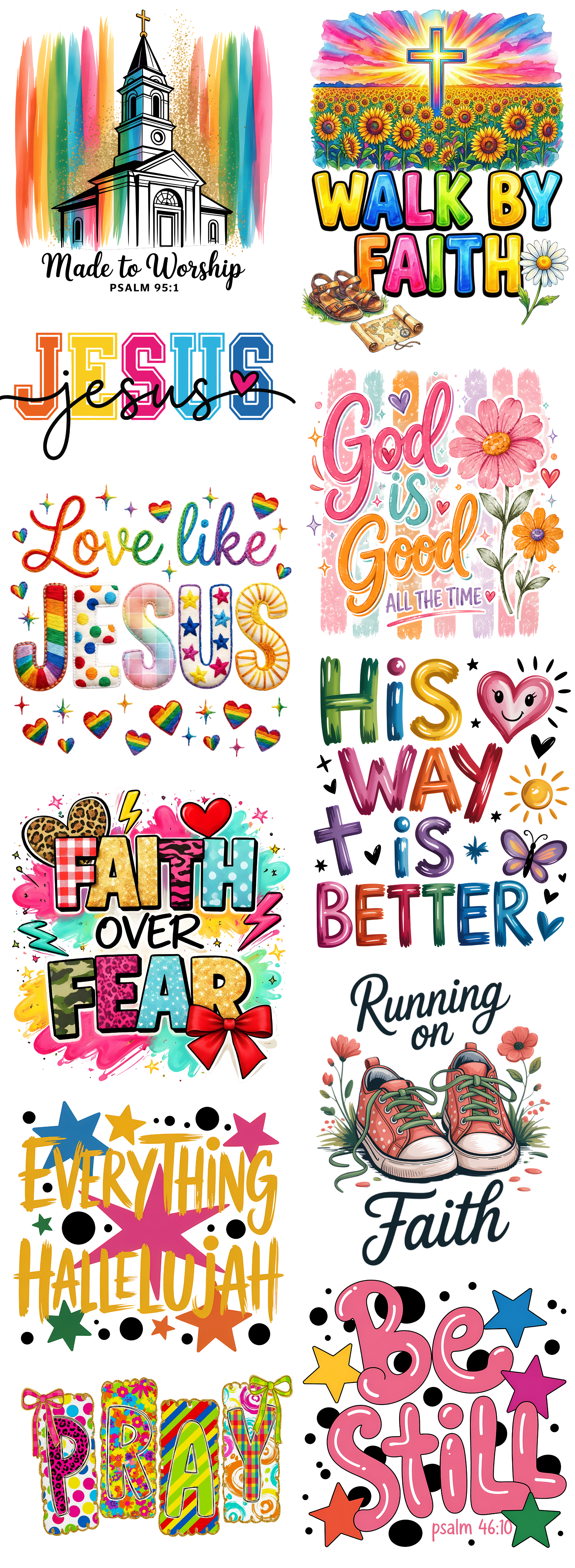 Christian Faith & Inspirational DTF Gang Sheet | Jesus Designs