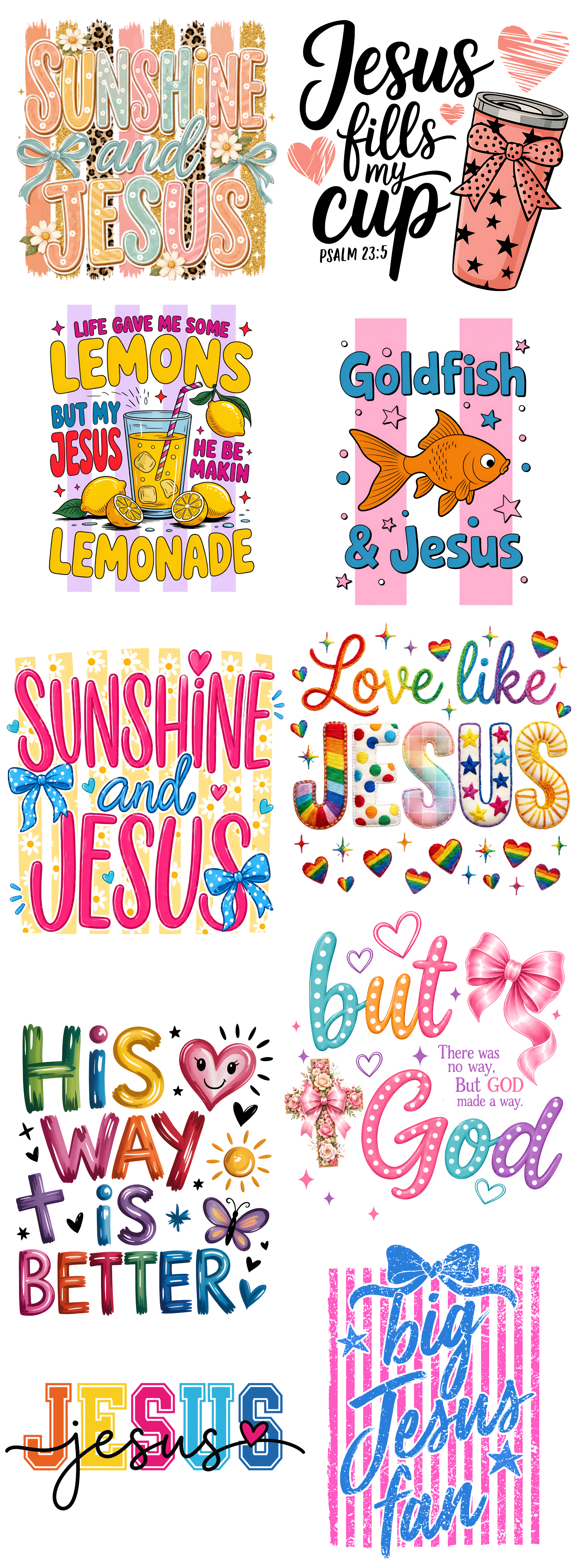 Christian Faith & Jesus DTF Gang Sheet | Inspirational Designs