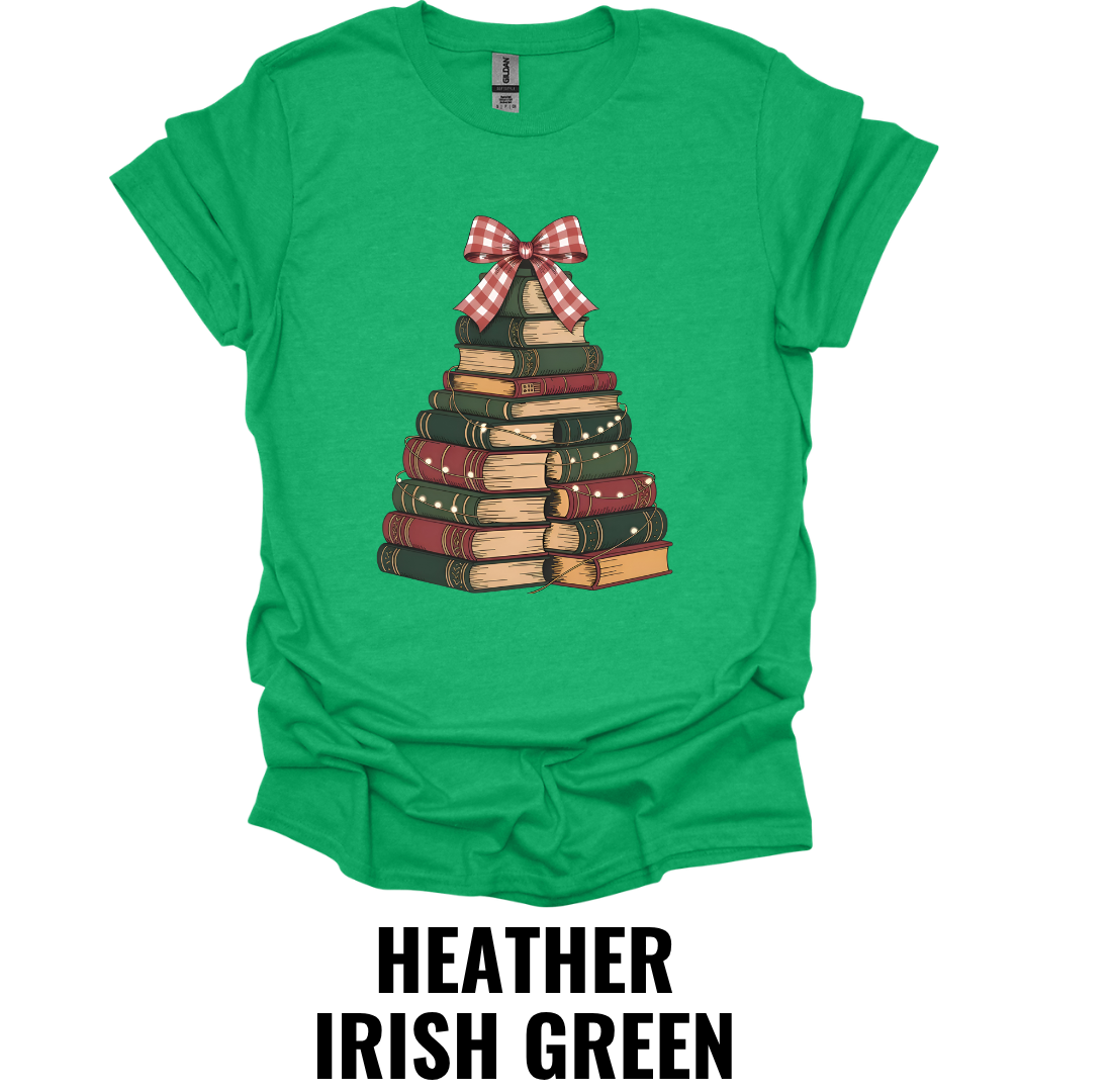 Christmas Book Tree Shirt – Holiday Book Lover Christmas Tree Graphic Tee