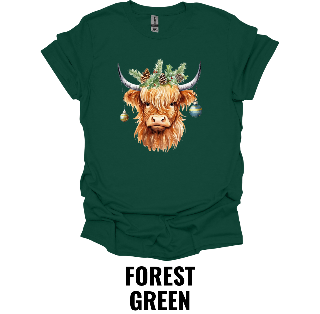 Christmas Highland Cow Shirt – Festive Highland Cow Holiday Graphic Tee