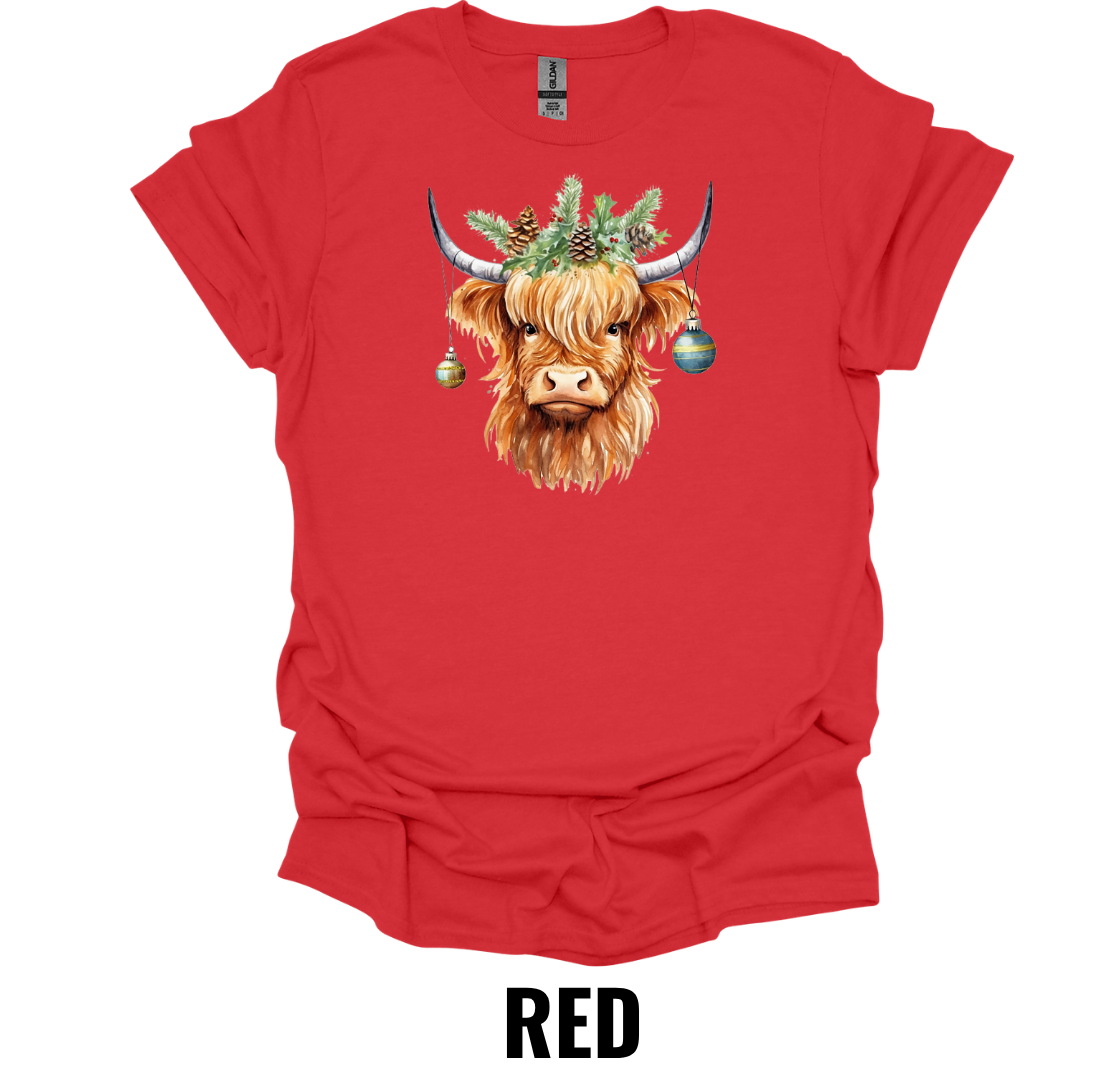 Christmas Highland Cow Shirt – Festive Highland Cow Holiday Graphic Tee