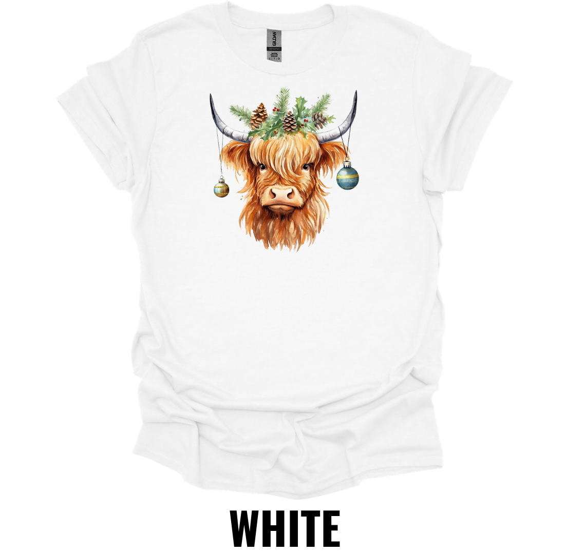 Christmas Highland Cow Shirt – Festive Highland Cow Holiday Graphic Tee