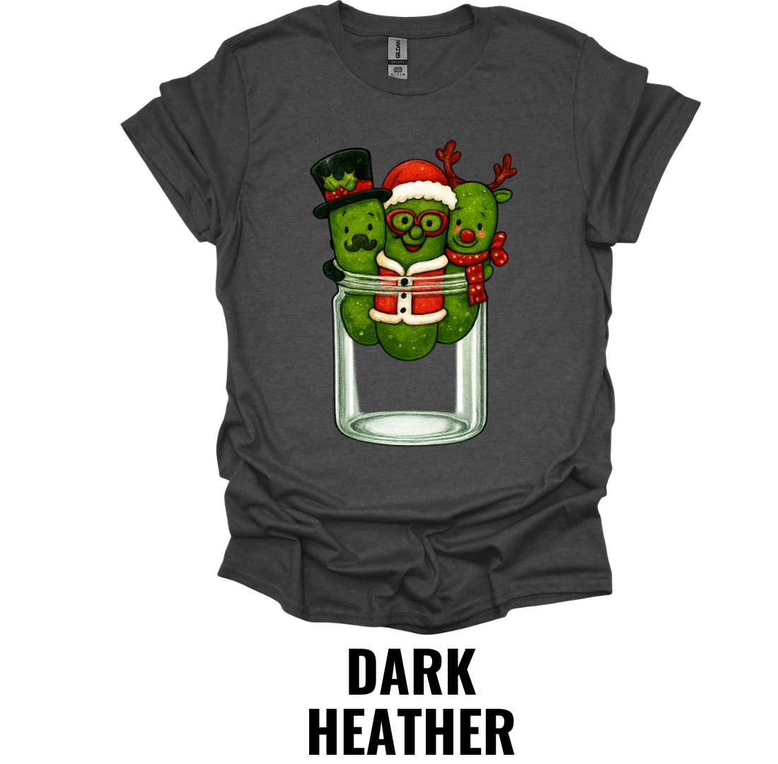 Christmas Pickle Jar Shirt – Funny Holiday Pickle Trio Christmas Graphic Tee