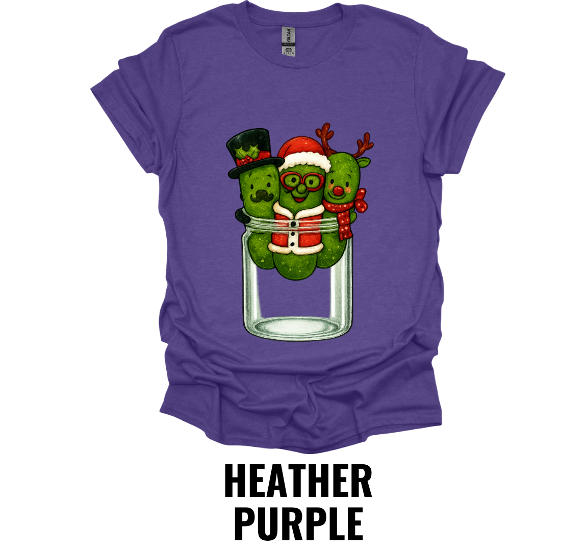 Christmas Pickle Jar Shirt – Funny Holiday Pickle Trio Christmas Graphic Tee