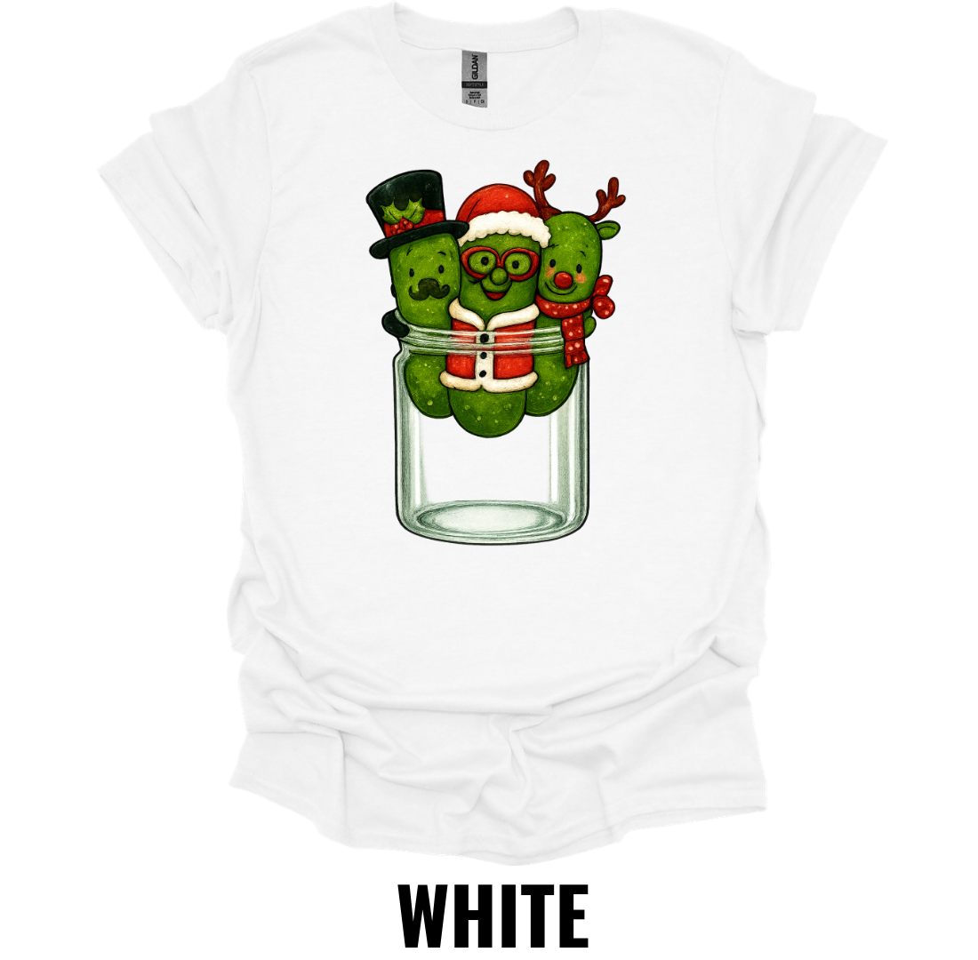 Christmas Pickle Jar Shirt – Funny Holiday Pickle Trio Christmas Graphic Tee