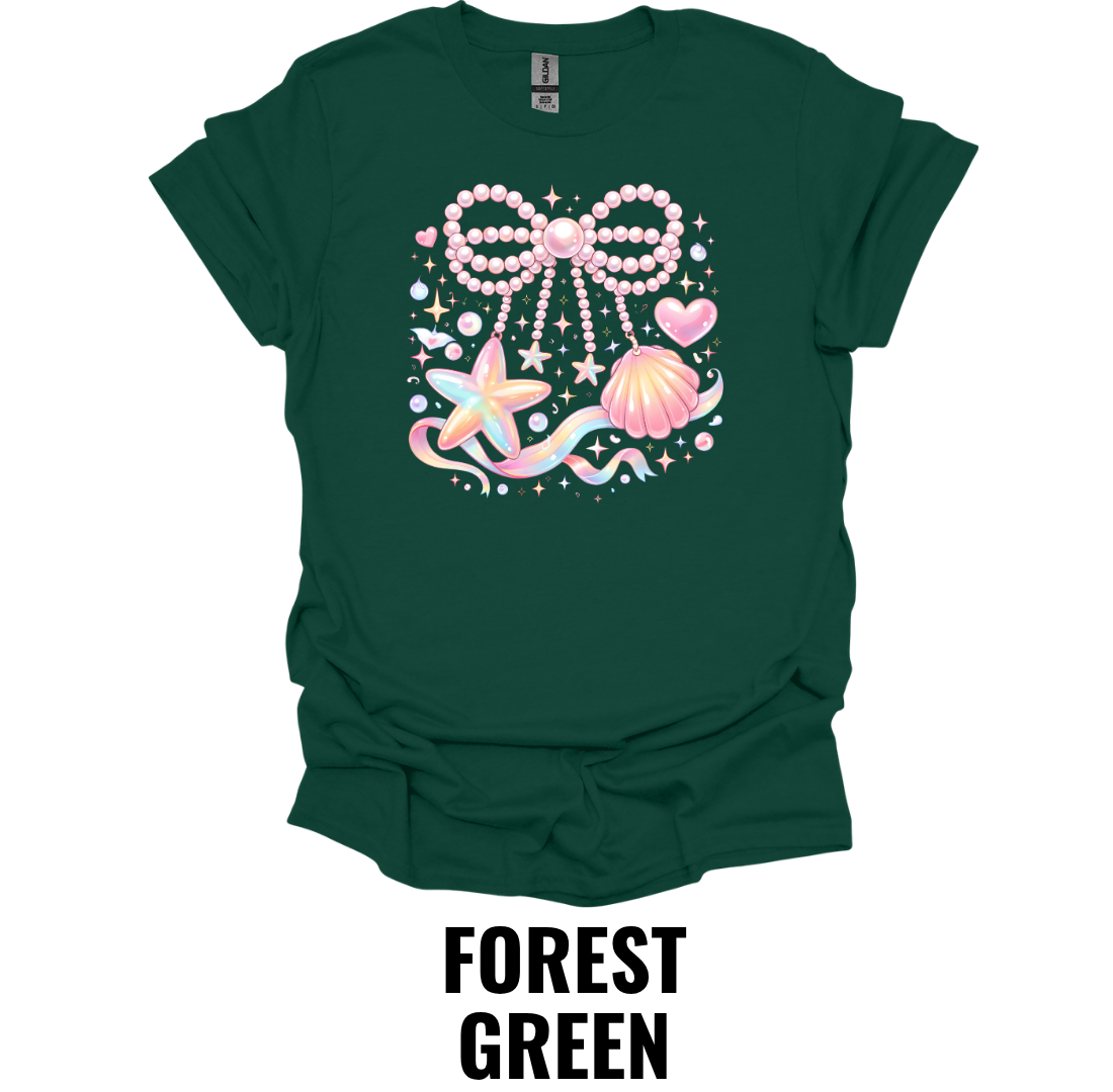 Coastal Bow Seashell T-Shirt – Pink Beach Aesthetic Tee