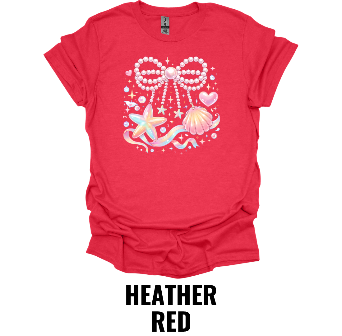 Coastal Bow Seashell T-Shirt – Pink Beach Aesthetic Tee