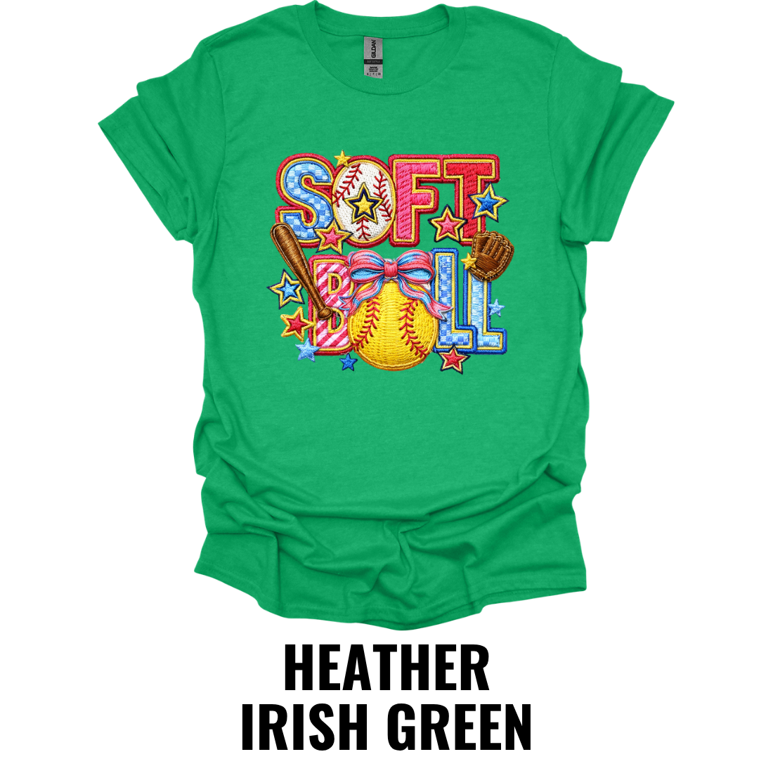 Softball Bow Graphic T-Shirt – Colorful Softball Game Day Tee