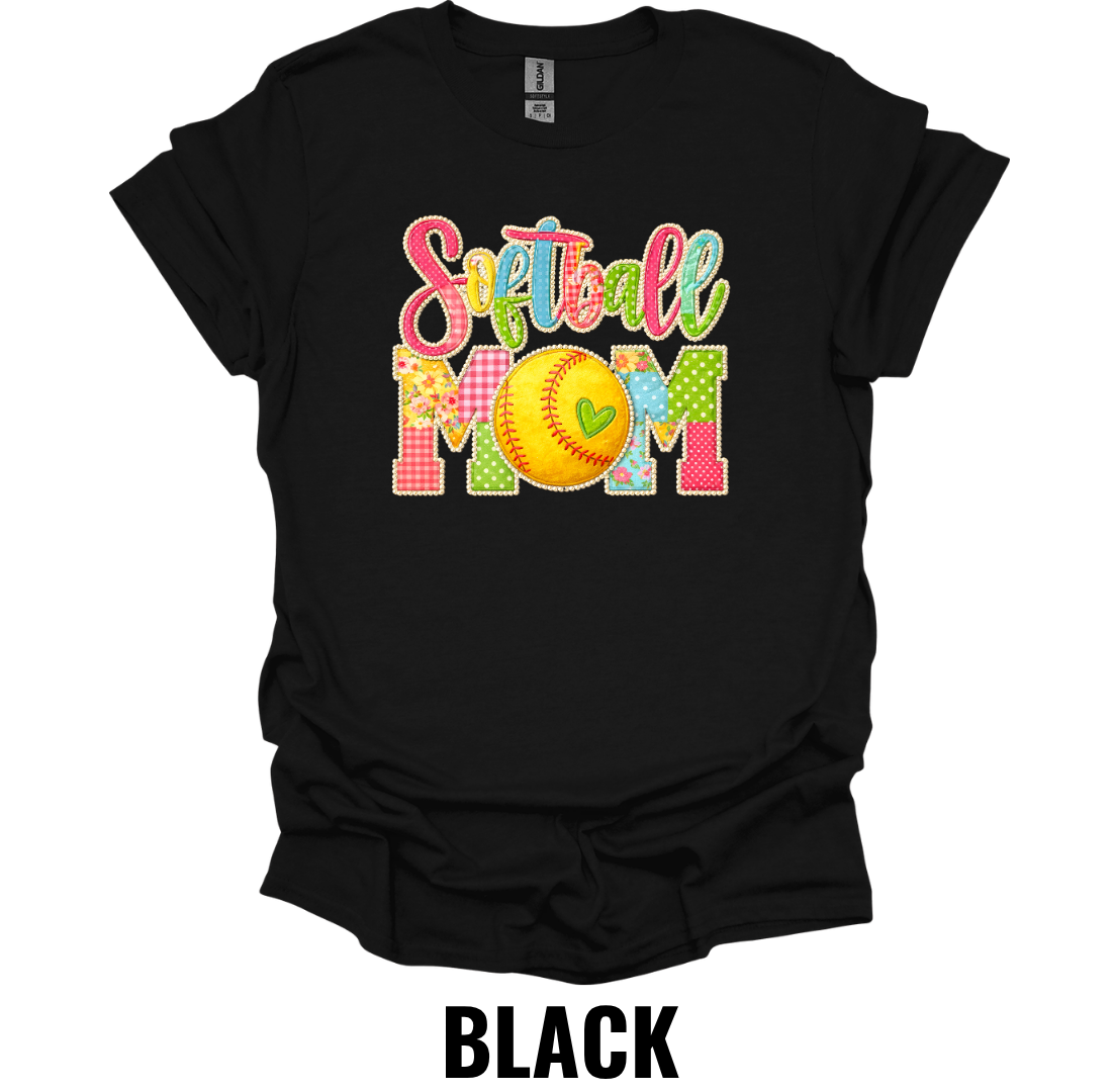 Softball Mom Colorful Graphic T-Shirt – Bright Game Day Softball Mom Tee