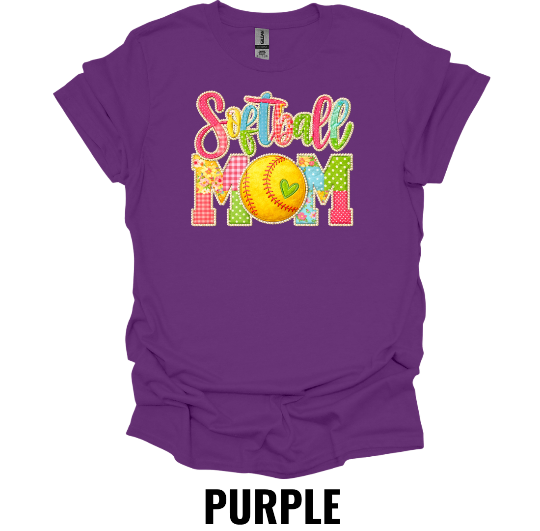 Softball Mom Colorful Graphic T-Shirt – Bright Game Day Softball Mom Tee