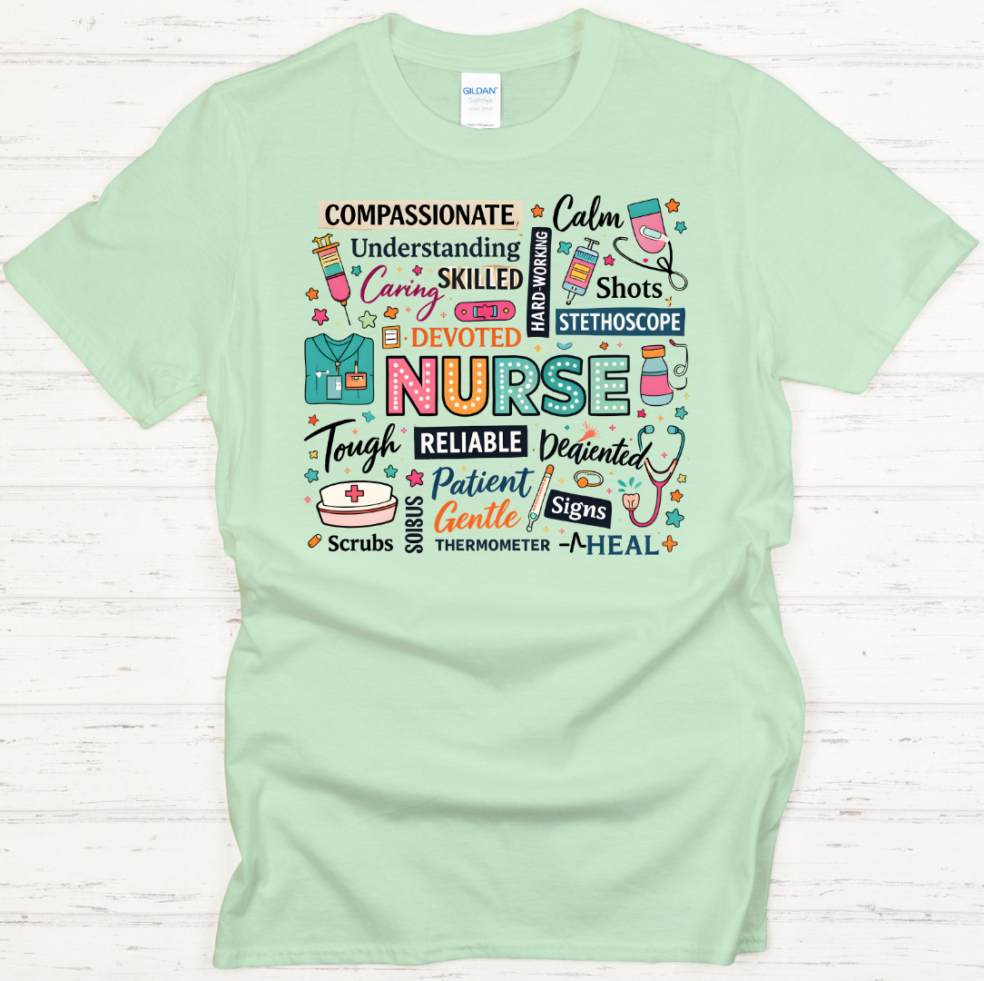 Compassionate Nurse Graphic Shirt on Gildan Softstyle Tee