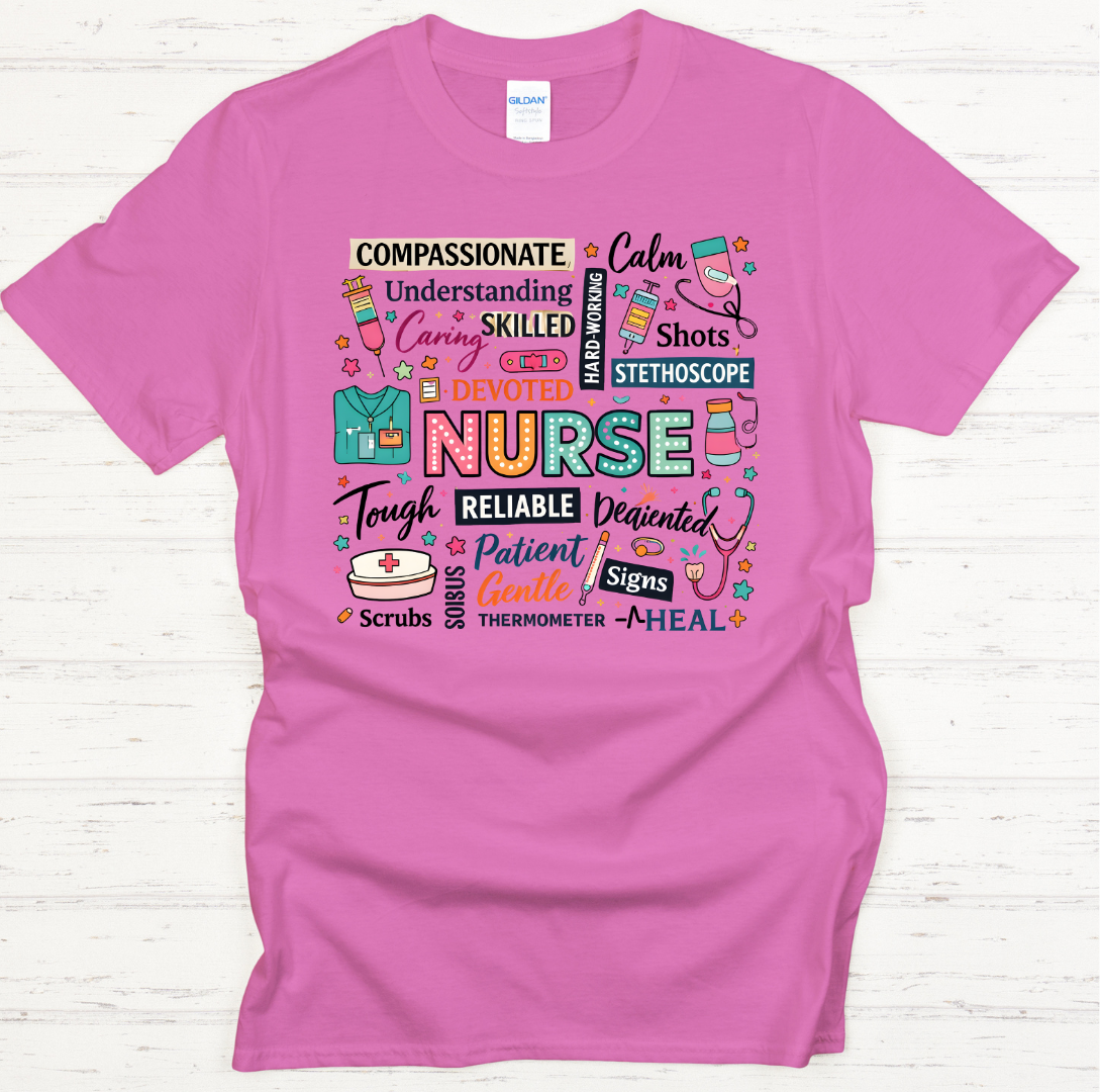 Compassionate Nurse Graphic Shirt on Gildan Softstyle Tee