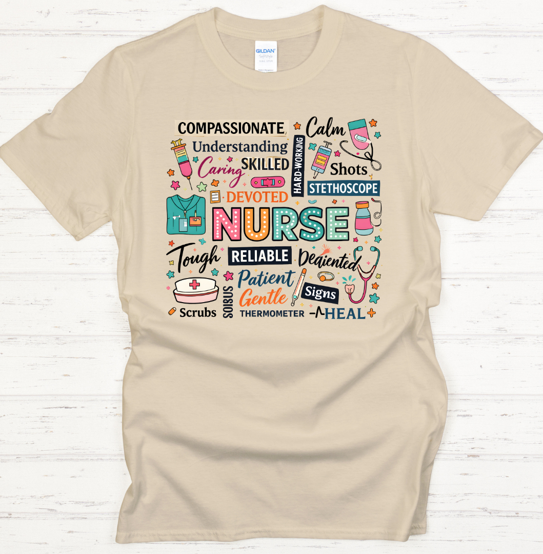 Compassionate Nurse Graphic Shirt on Gildan Softstyle Tee